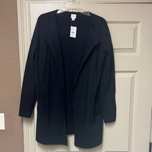 NWT JCrew black open long cardigan
